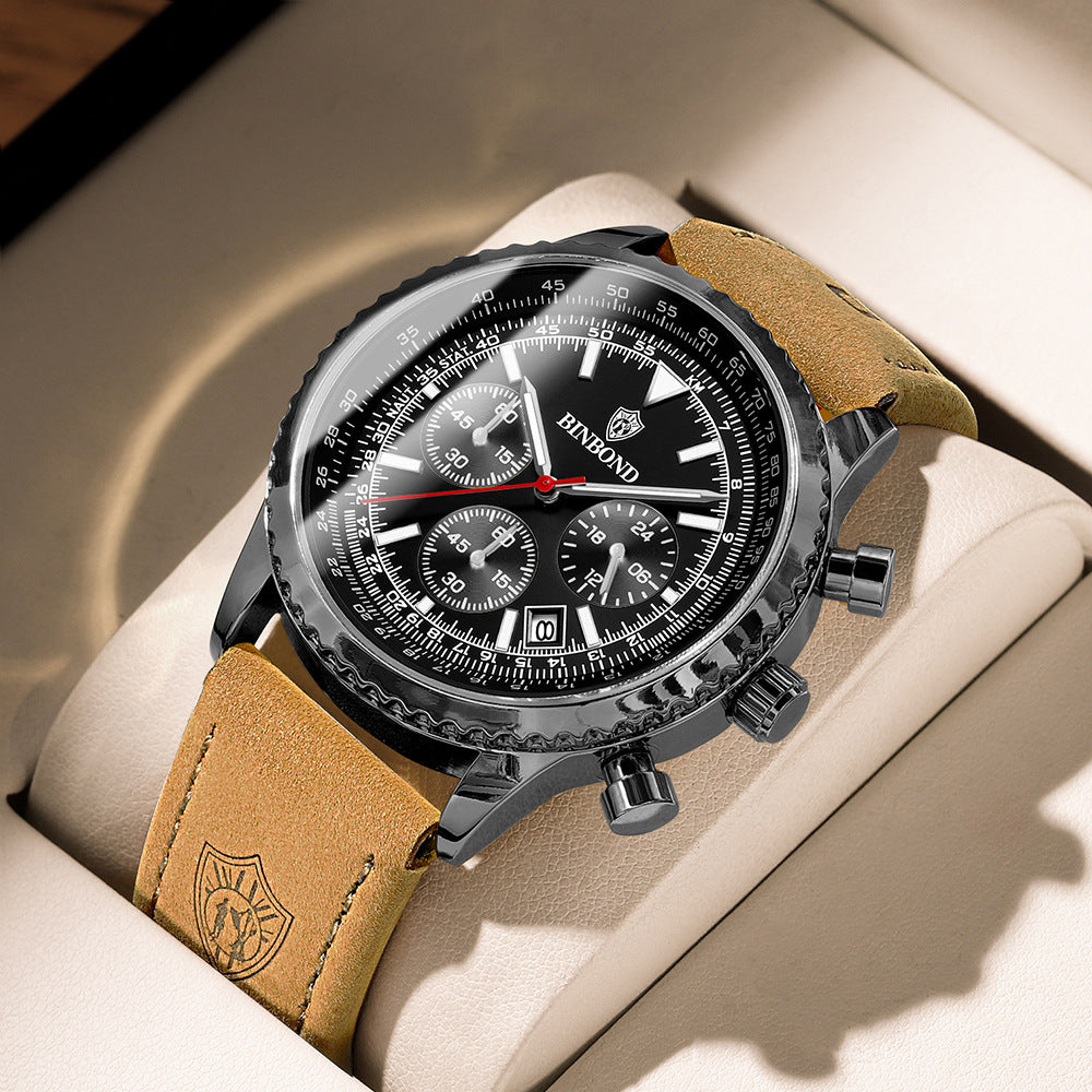 Herren Business Armbanduhr mit Lederarmband