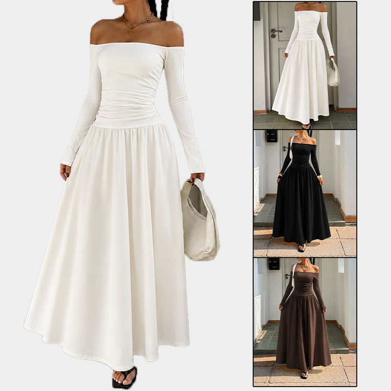 Taille-schmeichelndes Langarm-Dress ohne Schulter