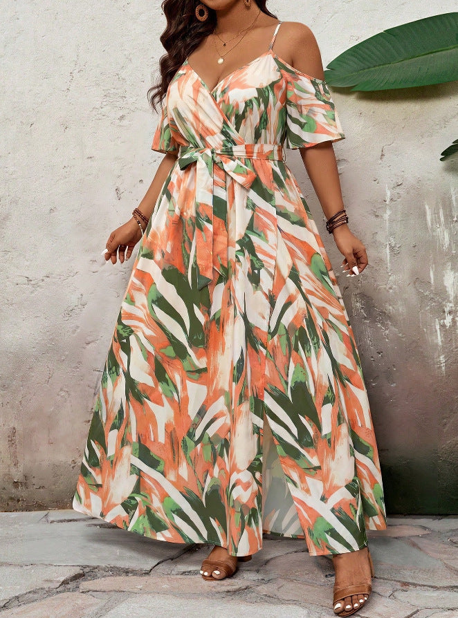 Plus-Grössengedrucktes Trägerkleid – Bild 3 | LuxeStyle