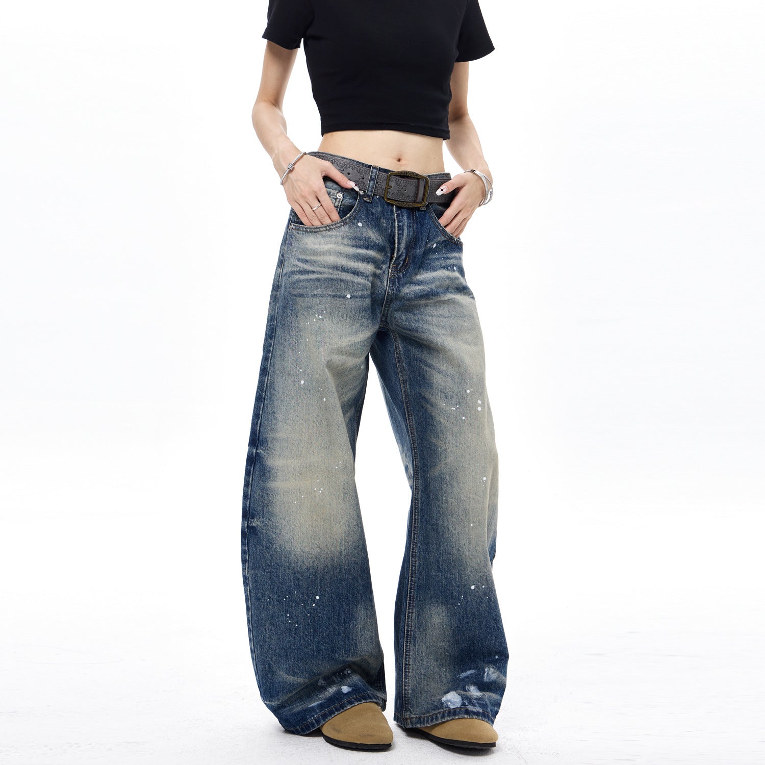Retro Tinten-Denim Herrenjeans
