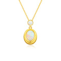 Opal-Halskette aus 925er Silber, oval, blau-weiss | LuxeStyle