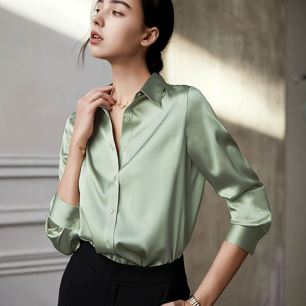 Elegante Satin-Langarmbluse | LuxeStyle