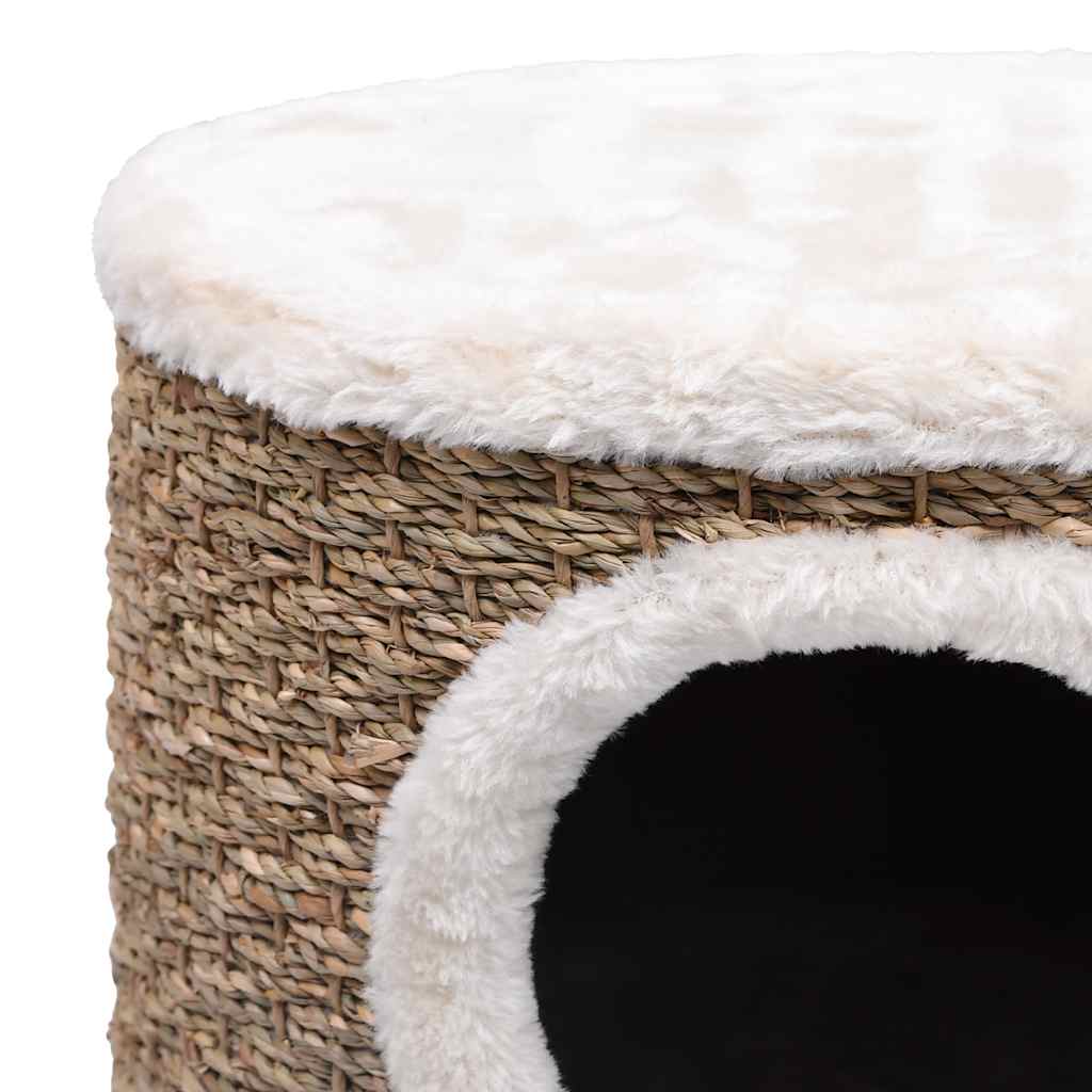 Katzenbaum mit Holzelementen aus Seegras