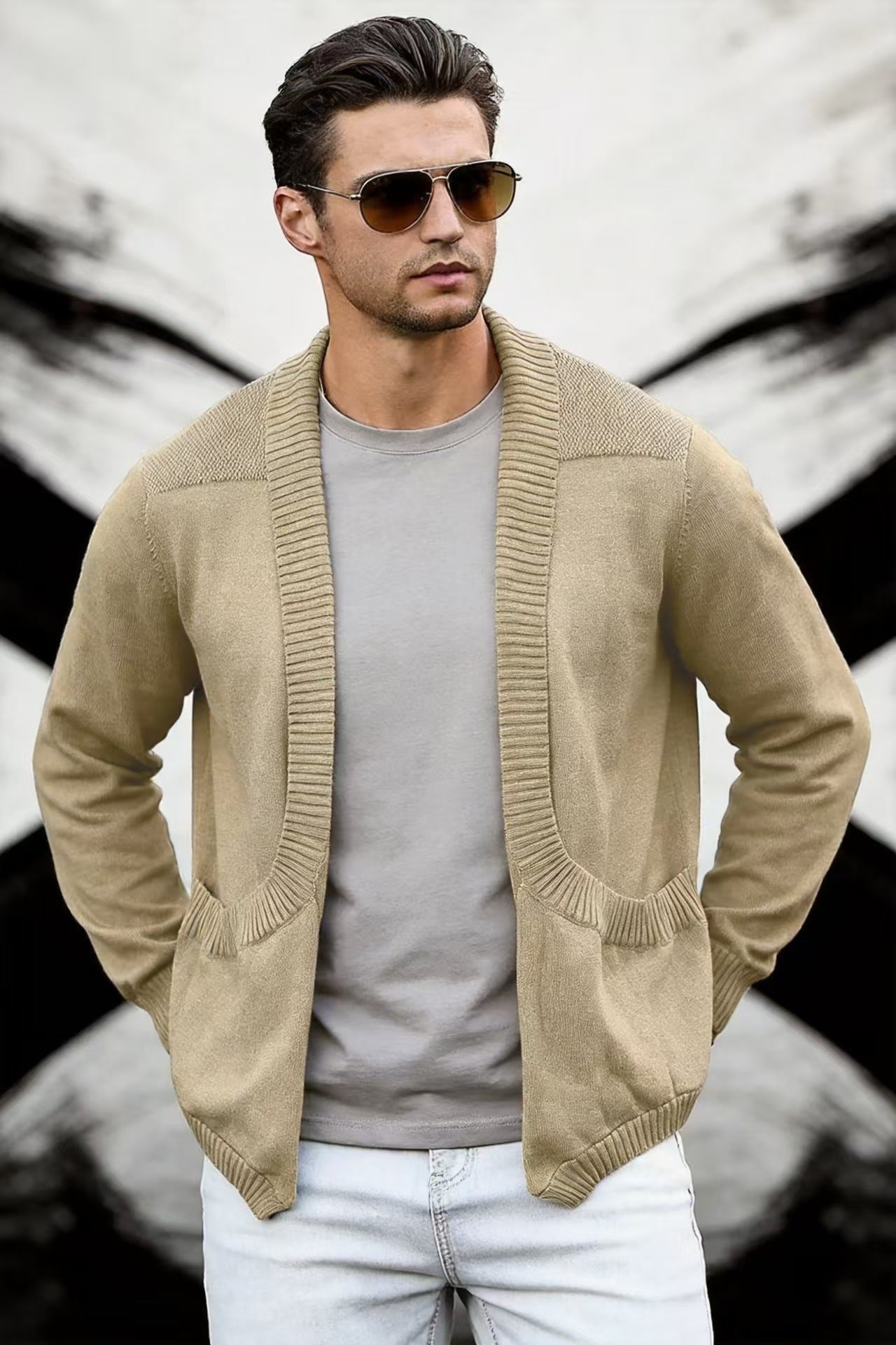 Herren Strick-Cardigan mit Schalkragen