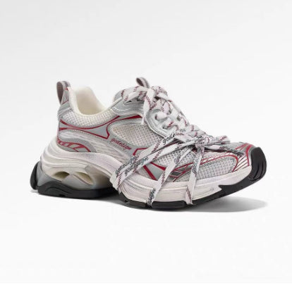 Silberne Chunky Dad-Sneaker im Color-Block-Design