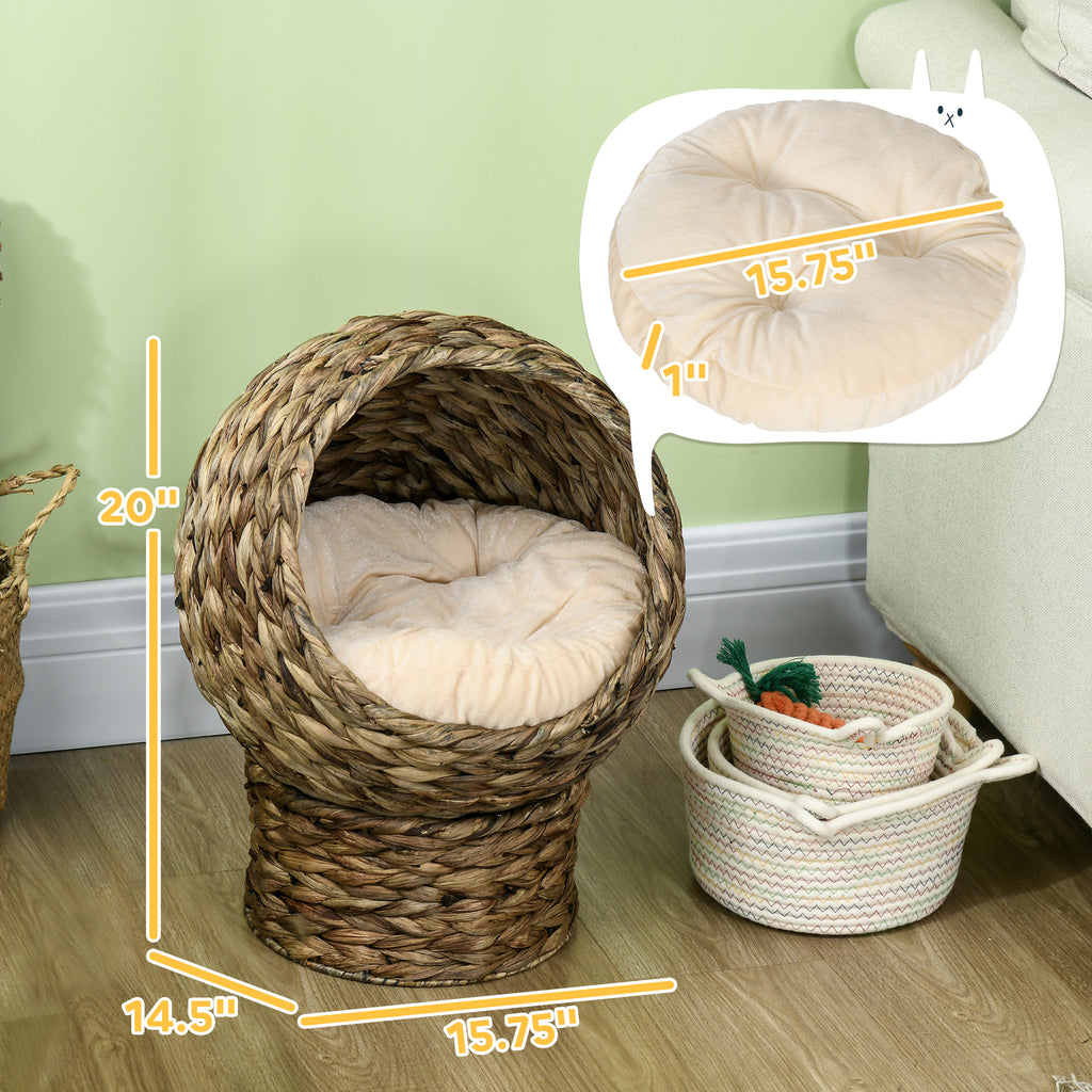 Handgewebtes Katzenbett mit weichem Kissen | Eierstuhl-Form