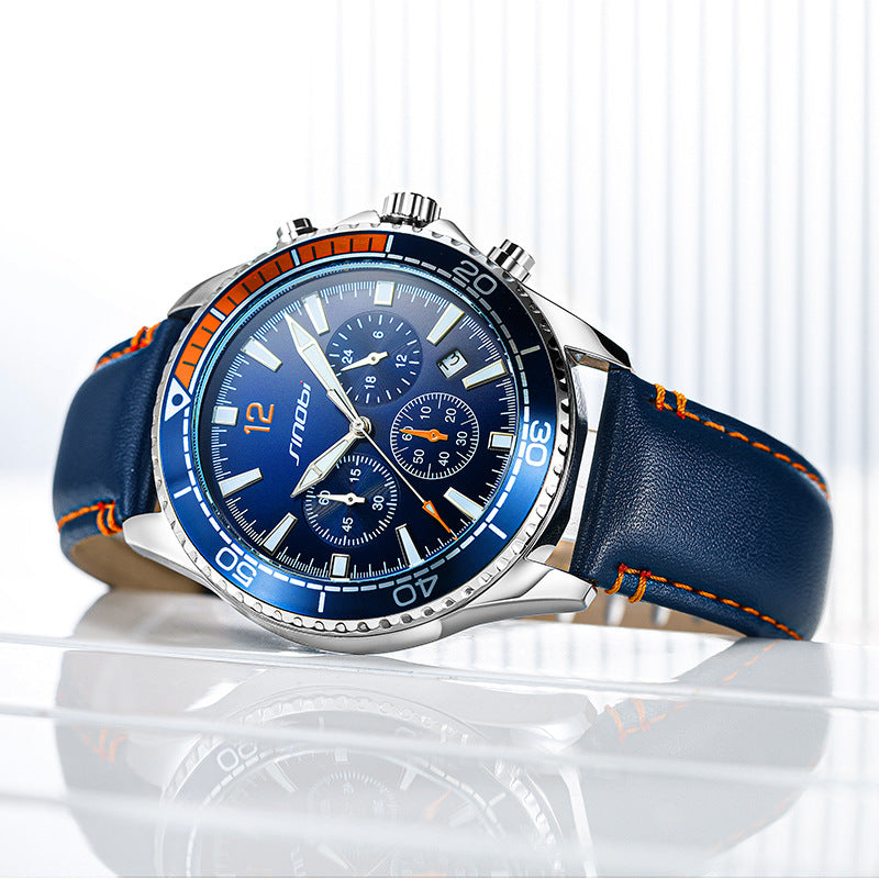 Herren Chronograph Sportuhr mit PU-Armband