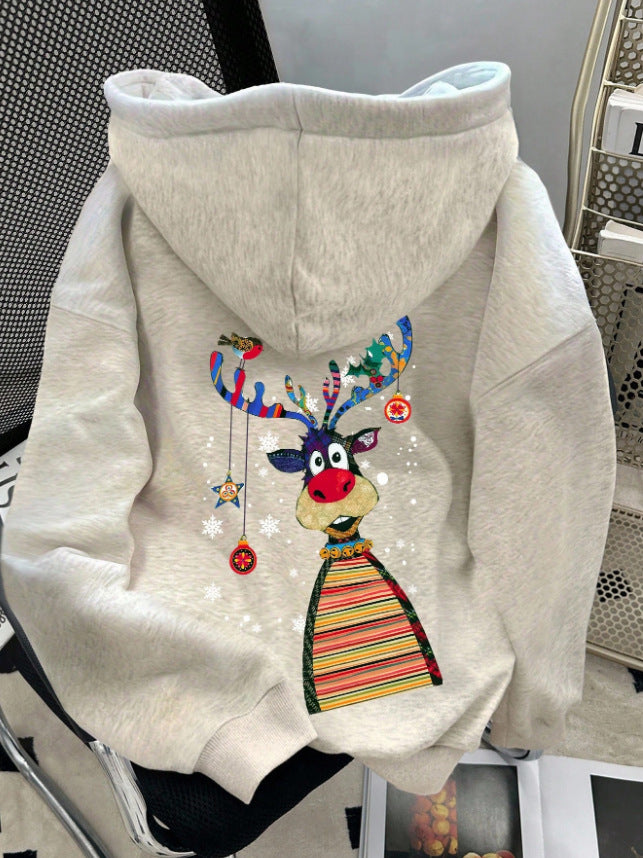 Cartoon Print Loose Hoodie für Damen