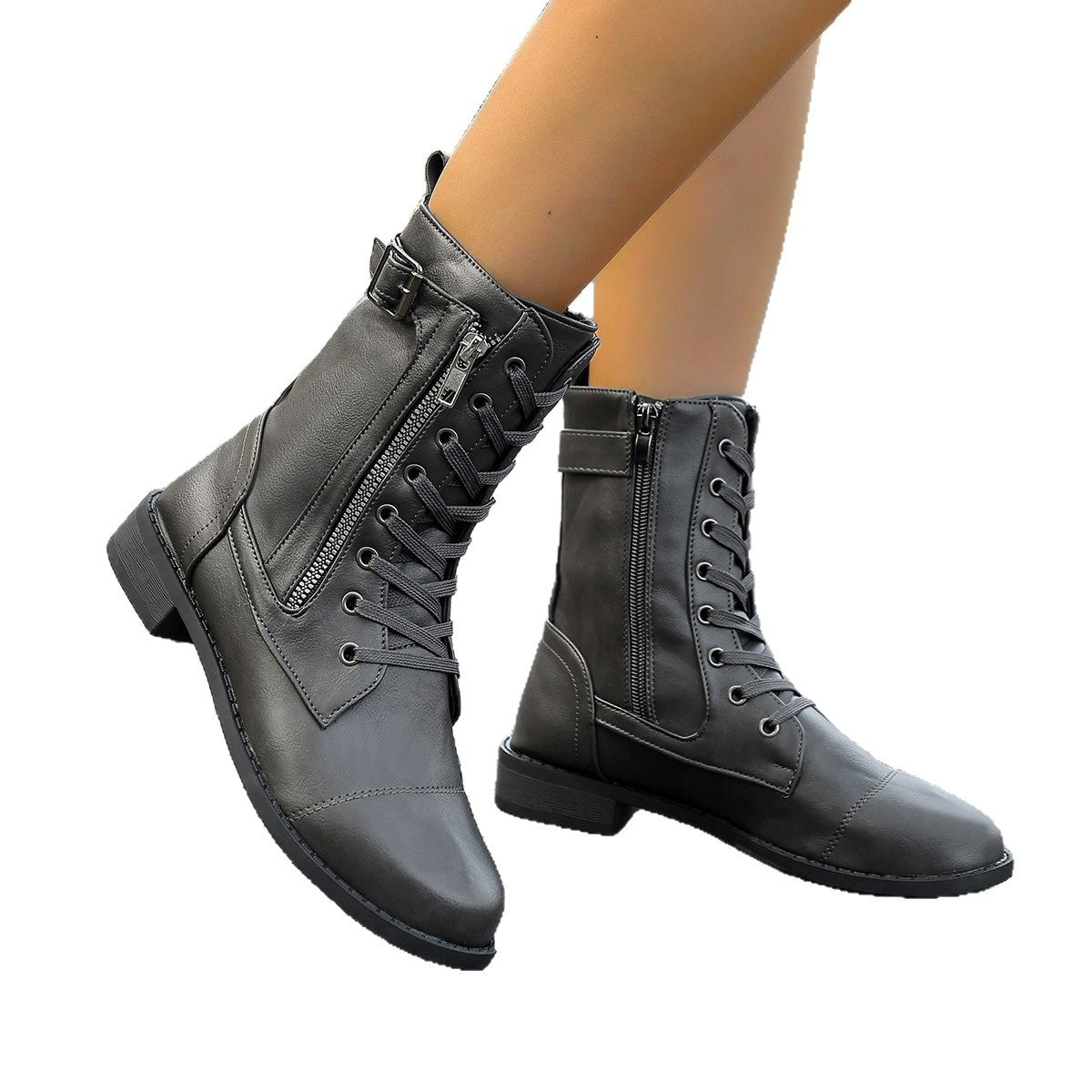 Stiefel mit Seitenschlitz, niedriger Absatz, mid-calf – Bild 6 | LuxeStyle