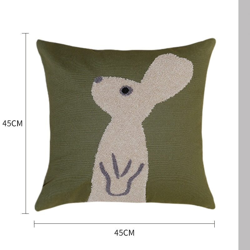 Tierisches Stickkissen aus Baumwoll-Canvas