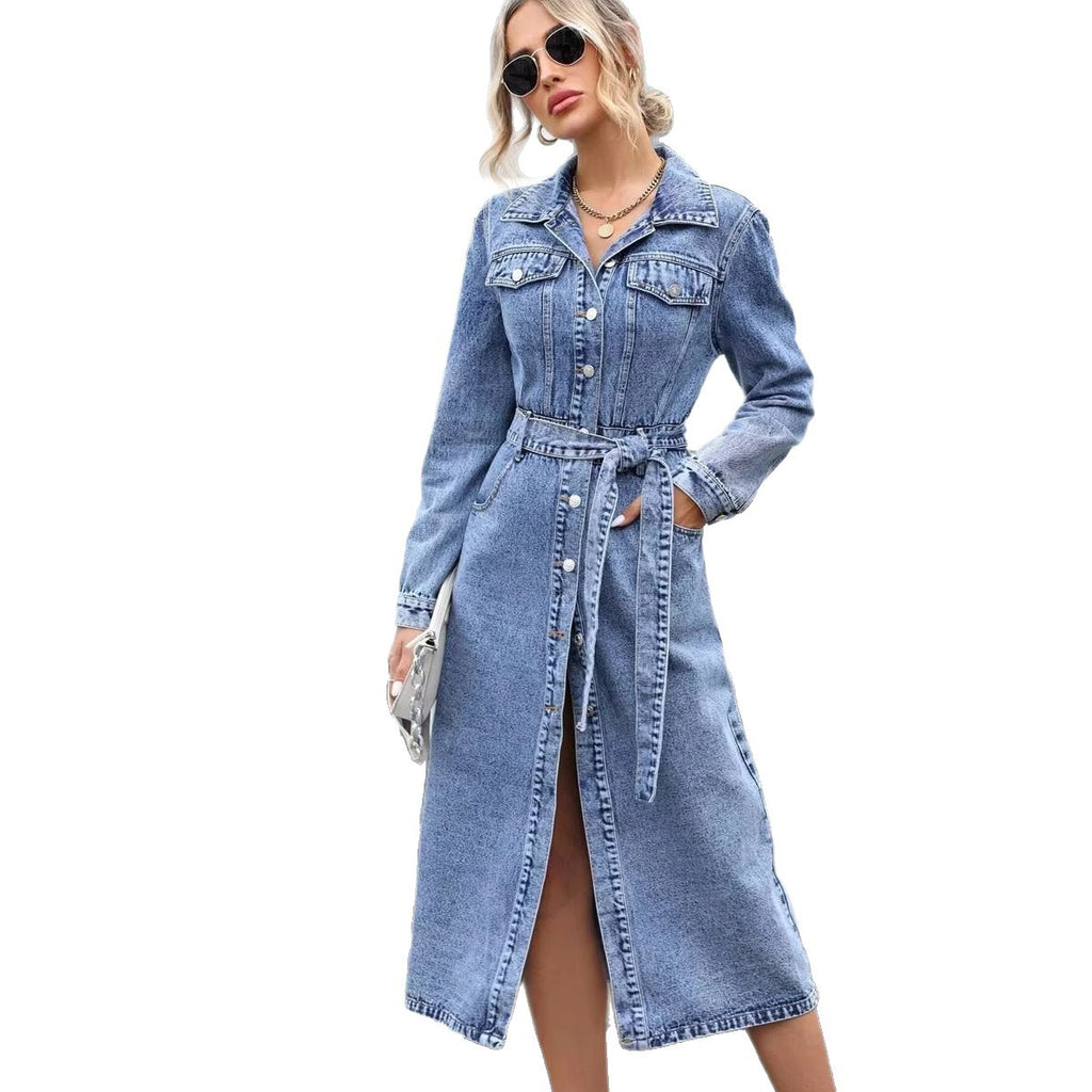 Elegantes Sommerkleid A-Linie – Hemdkragen, fliessend (Damen, 3 Farben)