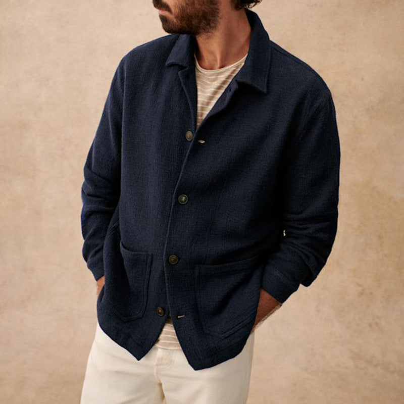 Herren-Kardigan, navyblau, Knitted