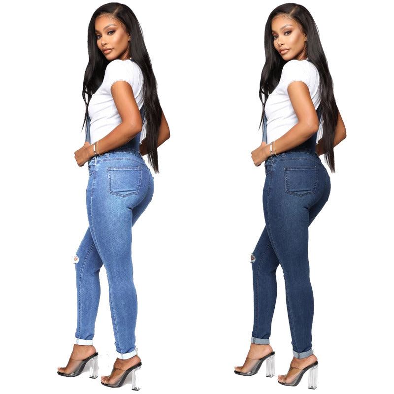Damen Ripped Denim Overall im Workwear-Stil