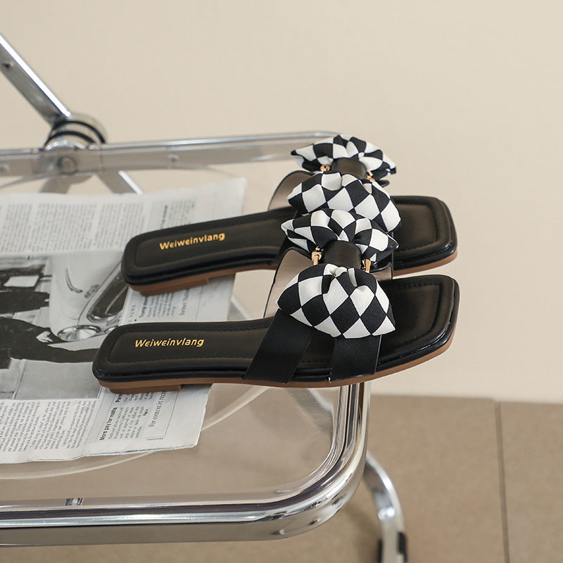 Sandalen mit Schleife – grün, schwarz, aprikose – Bild 4 | LuxeStyle