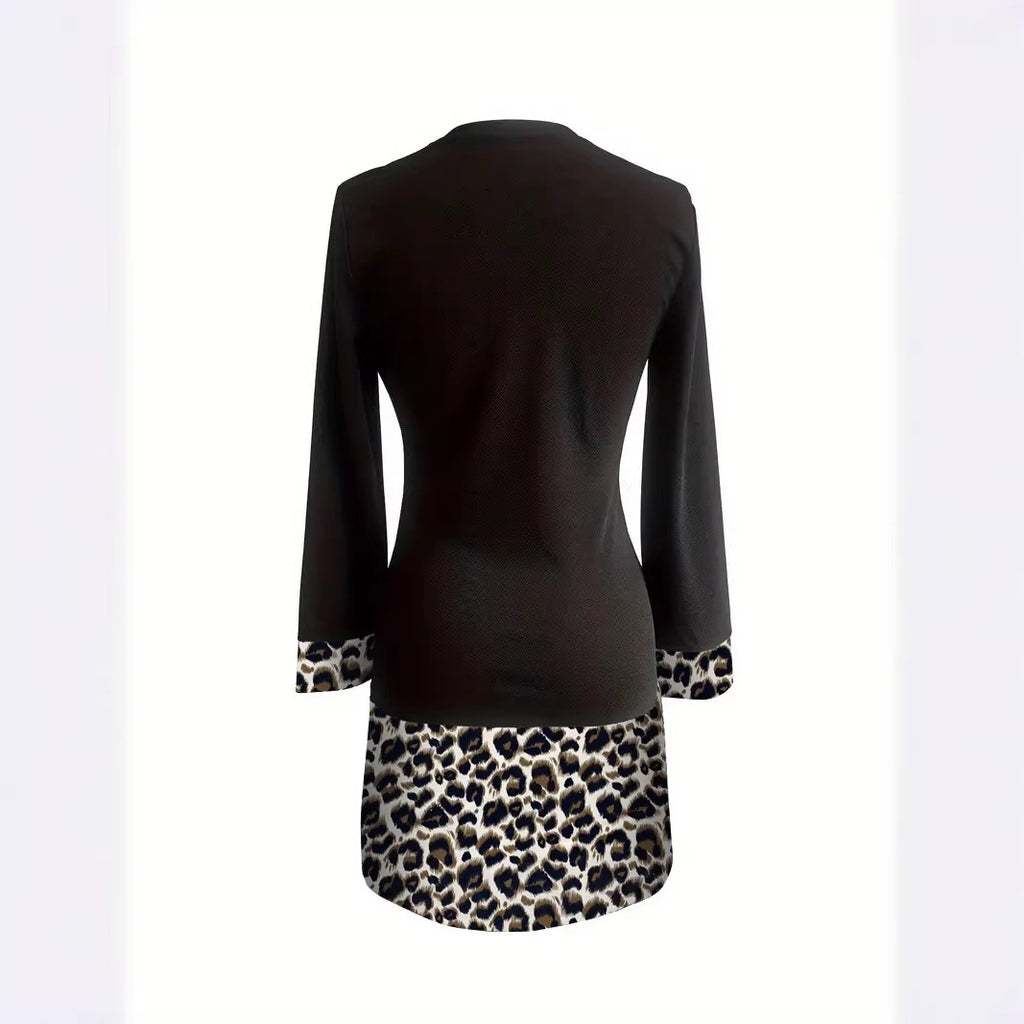 Leoparden-Strickkleid mit langen Ärmeln – Bild 4 | LuxeStyle
