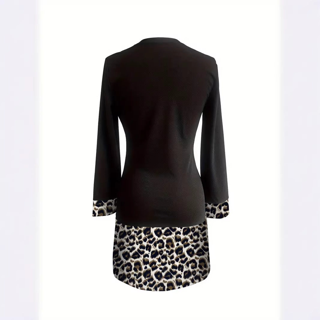 Leoparden-Strickkleid mit langen Ärmeln – Bild 4 | LuxeStyle