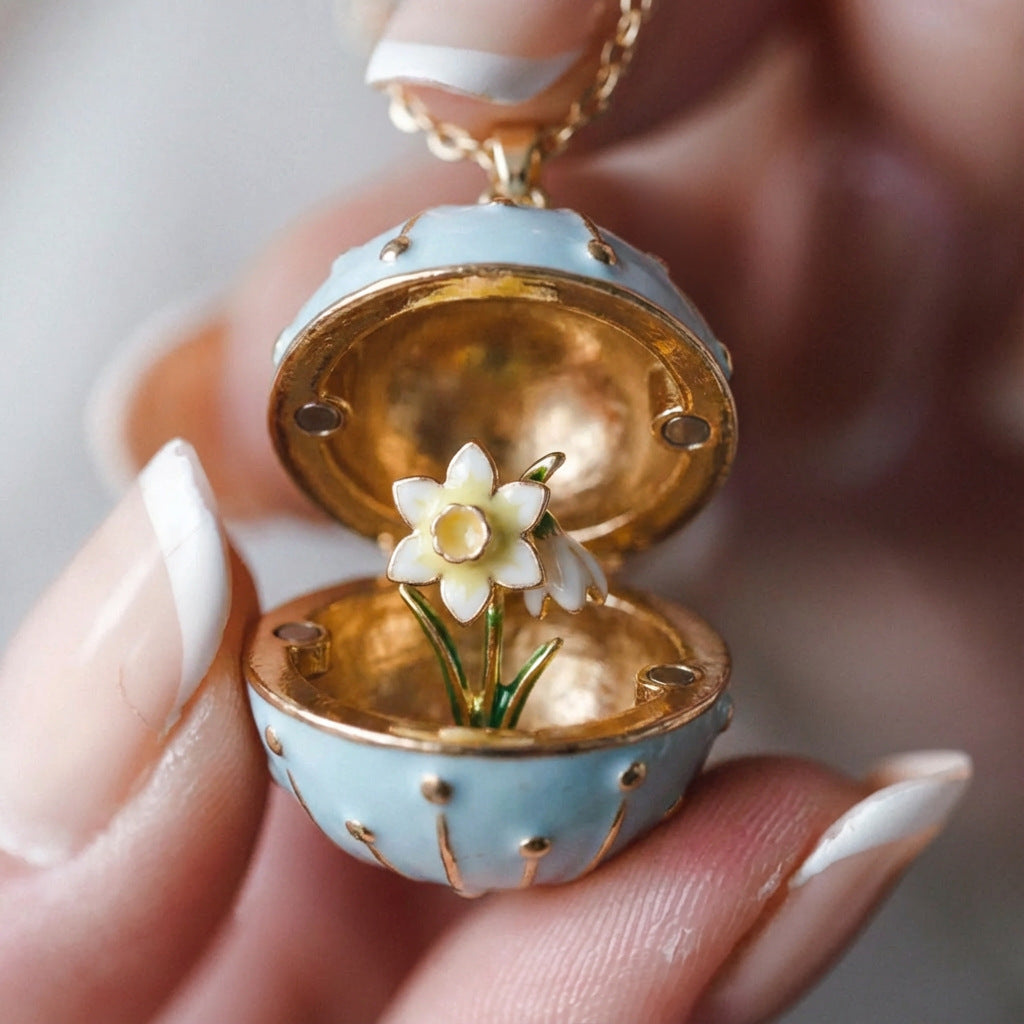 Halskette "Monatsblume" mit runder Box