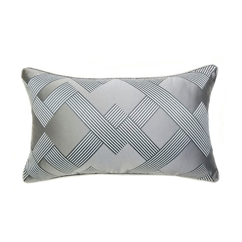 Dunkelgraues Kissen mit Geometrischem Jacquard – Bild 3 | LuxeStyle