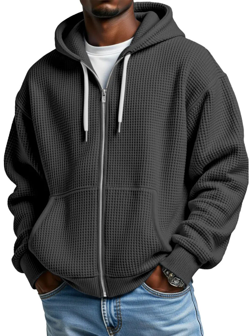 Herren Loose-Fit Kapuzenjacke Waffelpiqué – Bild 12 | LuxeStyle