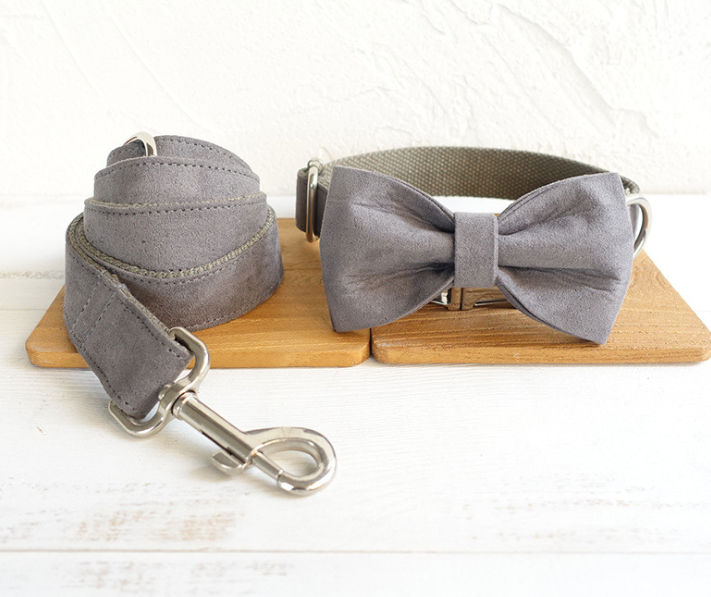 Hundegeschirr mit Fliege, grau | LuxeStyle