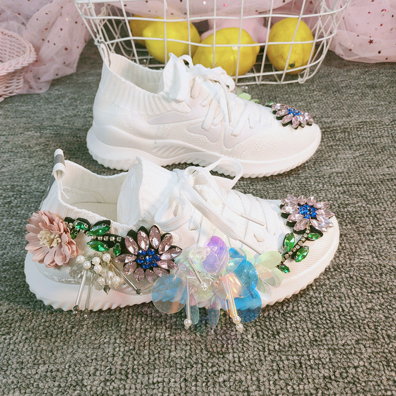 Damen Strick-Sneaker mit Keilabsatz