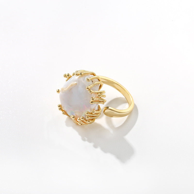Influencer-Style Baroque Pearl Ring Kupfer