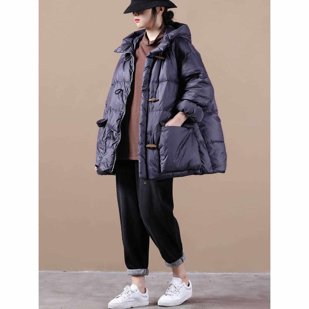 Plus-Size Retro-Hornknopf-Dufflemantel | LuxeStyle
