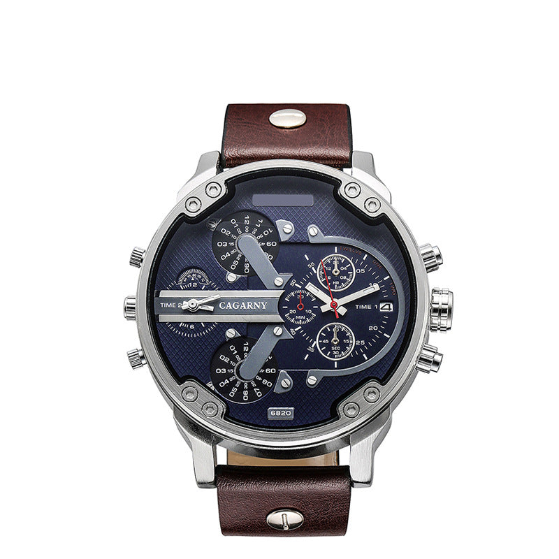 Herren Quarz-Uhr mit Lederarmband