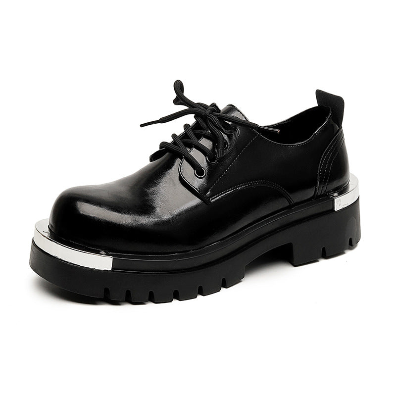 Erhöhende Leder-Schuhe für Herren mit dicker Sohle
