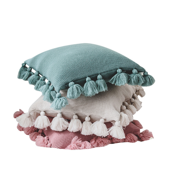 Bohemian Strick-Kissenbezug mit Fransen – Bild 9 | LuxeStyle