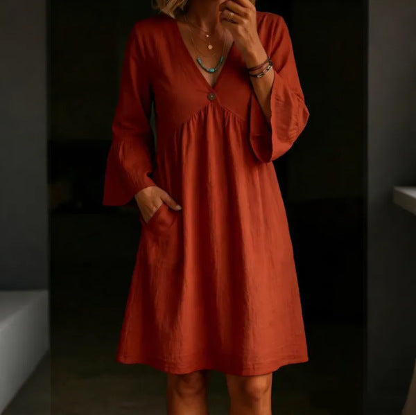 Lässiges Vintage-Kleid mit ausgestellten Ärmeln – Bild 4 | LuxeStyle