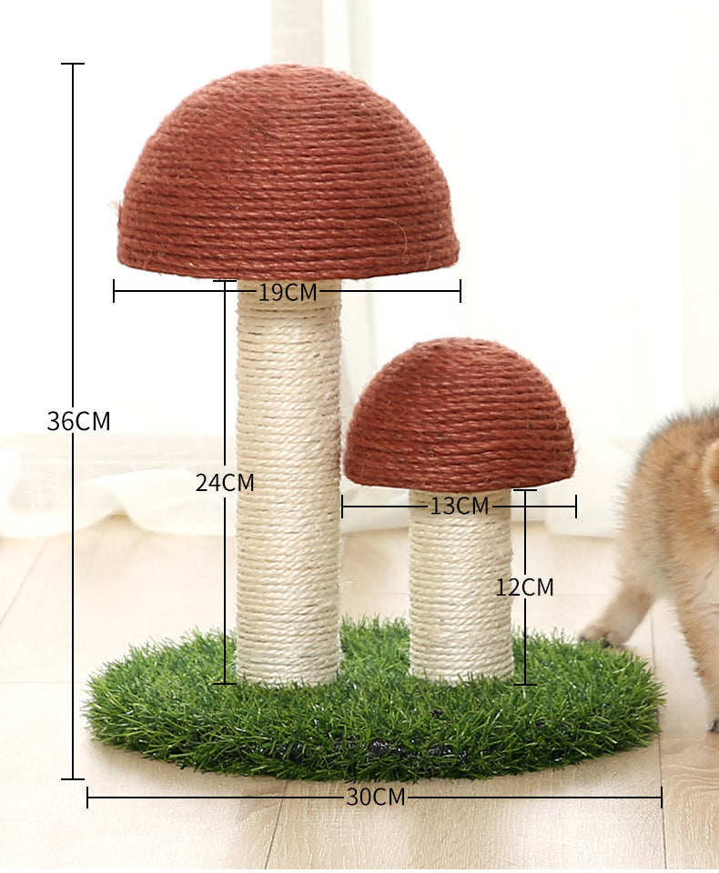 Pilz-Kratzbaum aus Naturleinen für Katzen