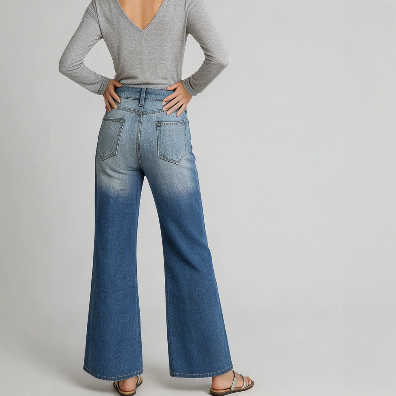 Washed Straight-Leg Commuter Jeans