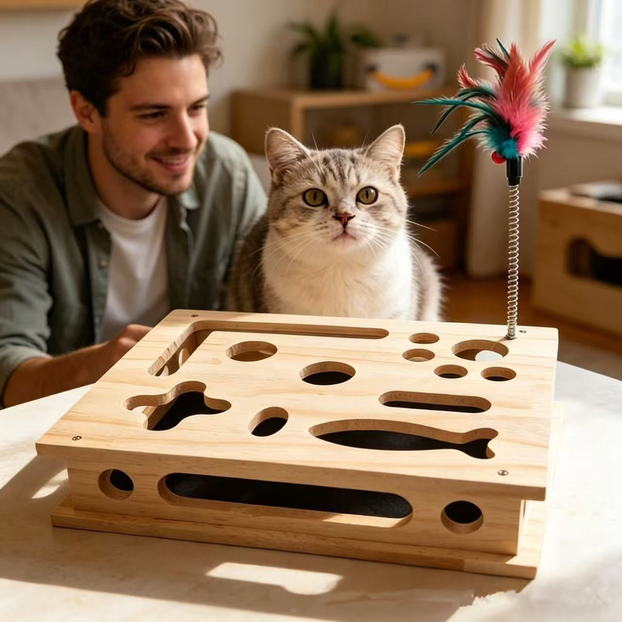 Kratzbox aus Holz für Katzen