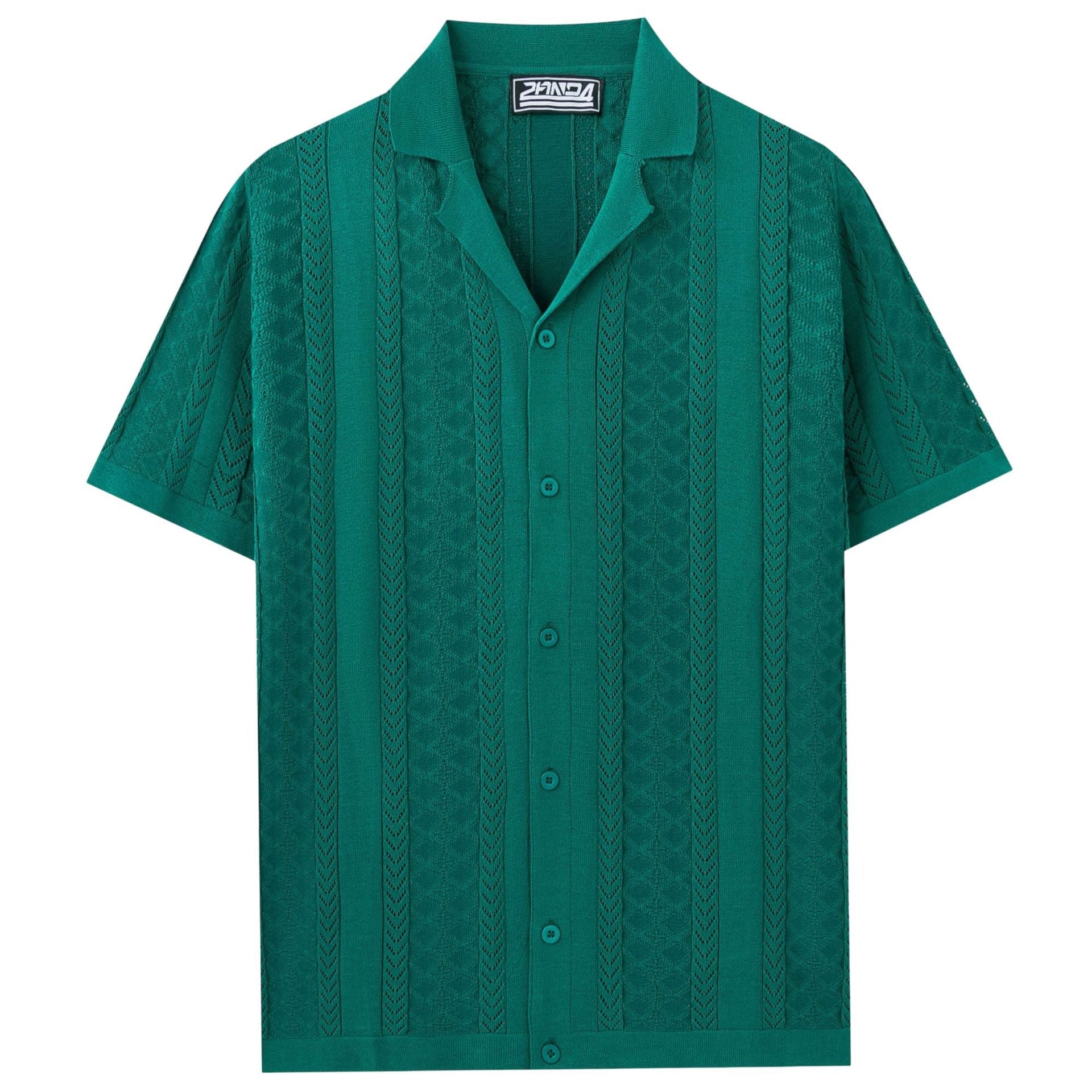 Herren-Strickhemd «Amalfi» · Ajour-Knit, Camp-Kragen