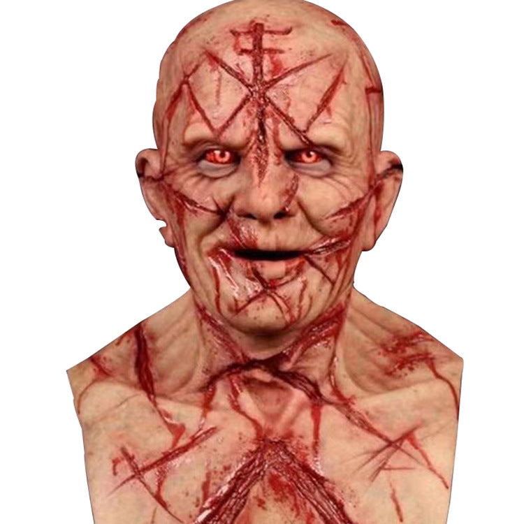 Horror-Maske Glatzkopf mit Blutnarben