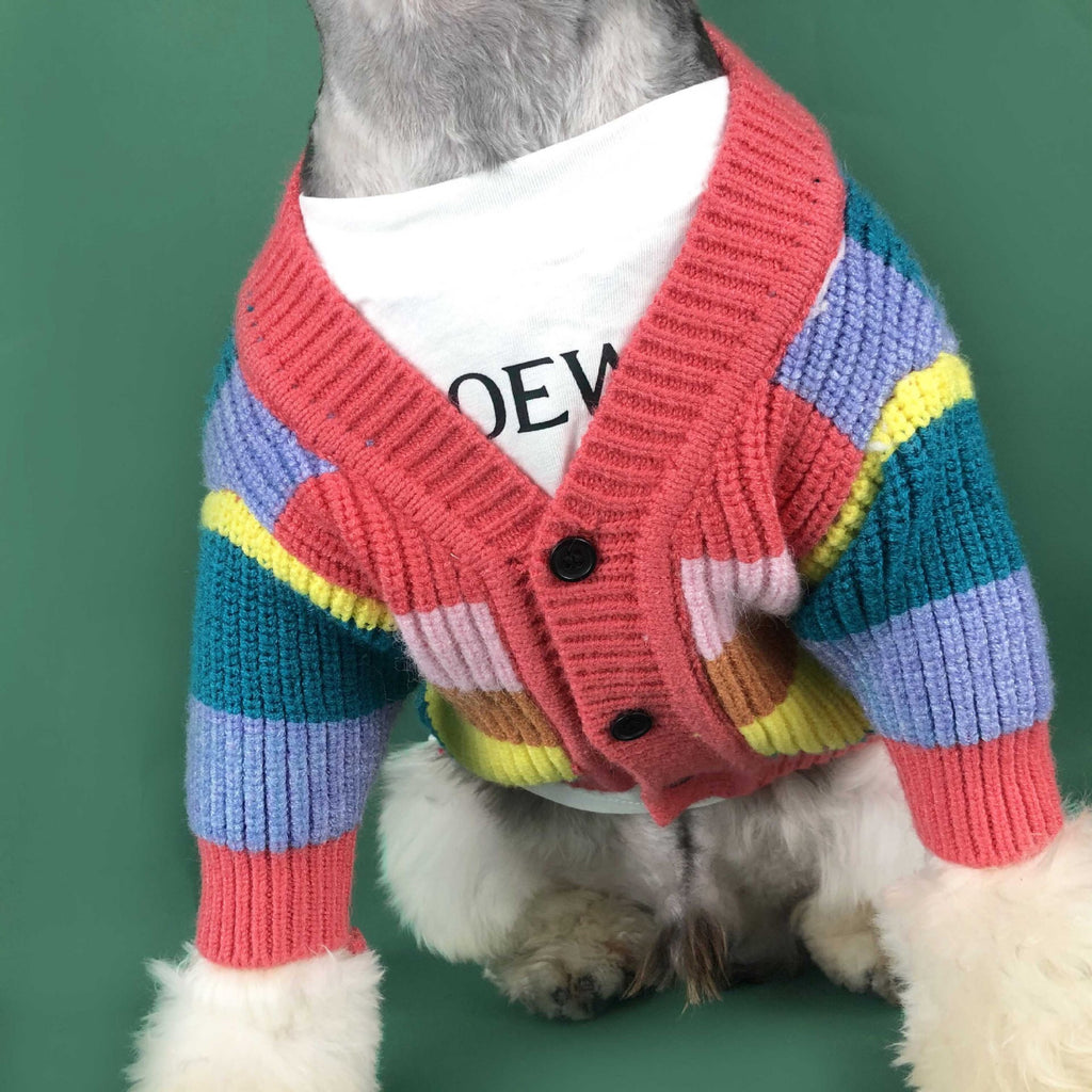 Hund Regenbogen Streifen Cardigan – Bild 7 | LuxeStyle