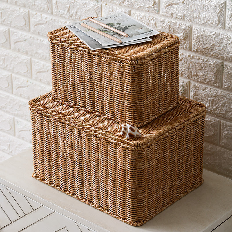 Rattan-Look Aufbewahrungskorb mit Deckel – Bild 10 | LuxeStyle