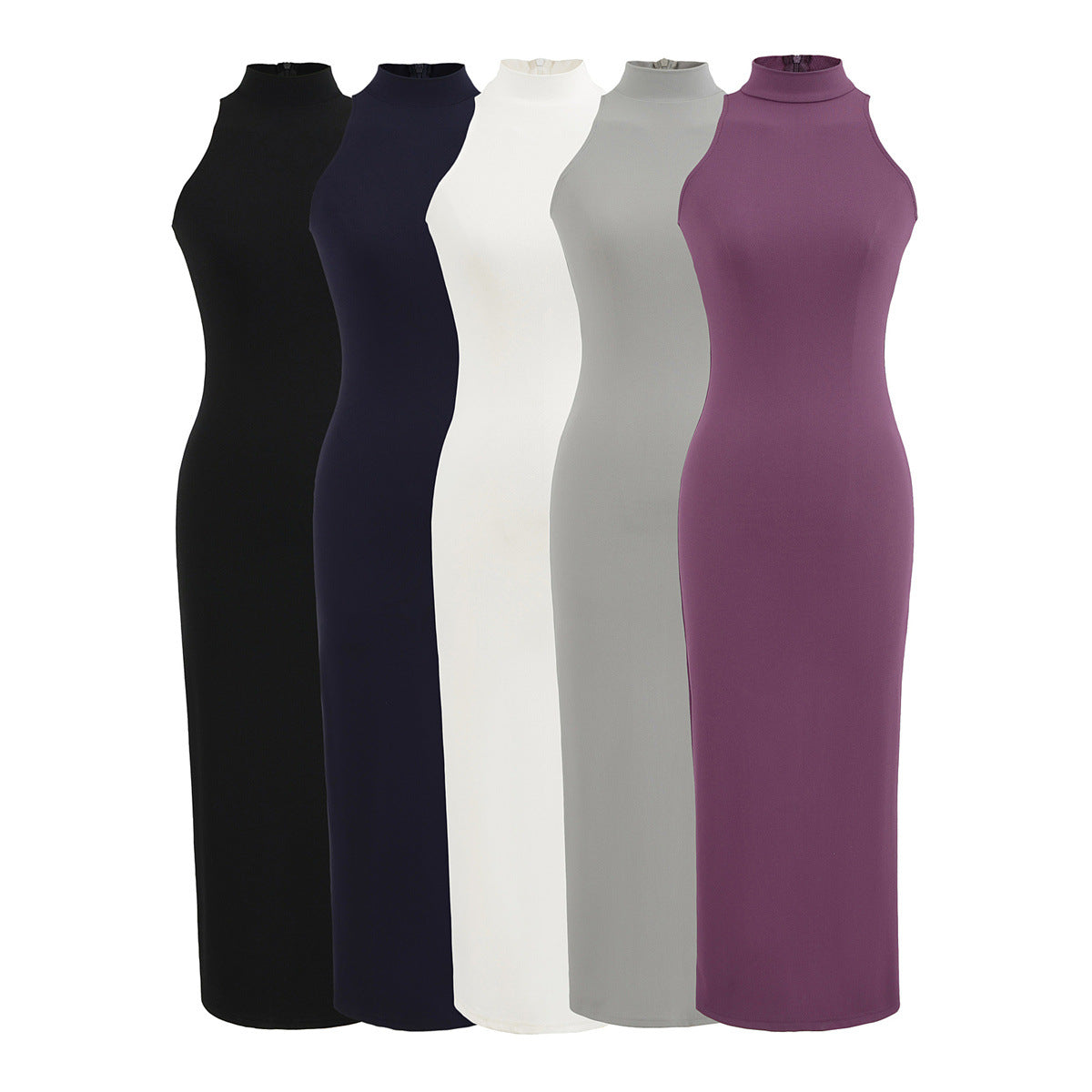 Ärmelloses Bodycon Rollkragen Maxikleid – Bild 4 | LuxeStyle