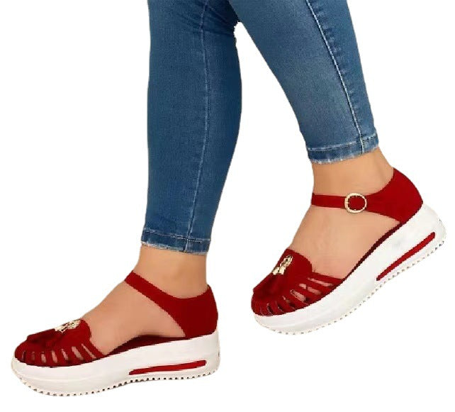 Buckle-Sandalen mit Knopf | LuxeStyle