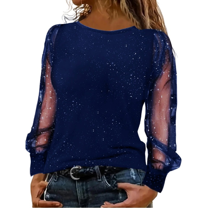 Glitzer-Mesh Langarmshirt