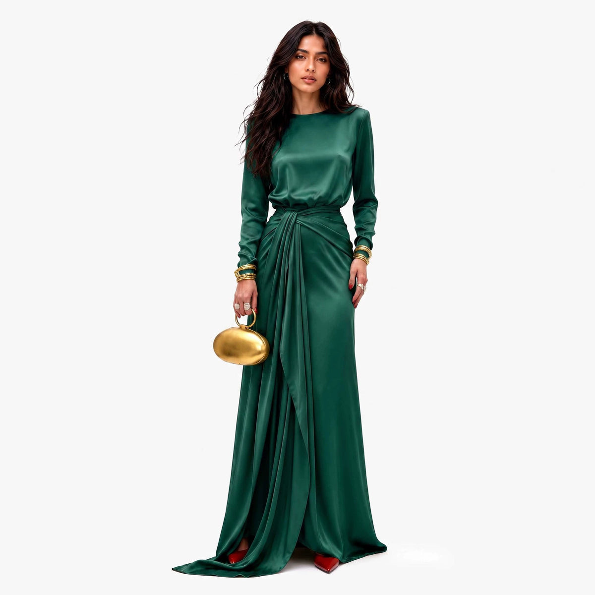 Langärmliges Damenkleid mit Kordelzug, japanischer Stil – Bild 6 | LuxeStyle