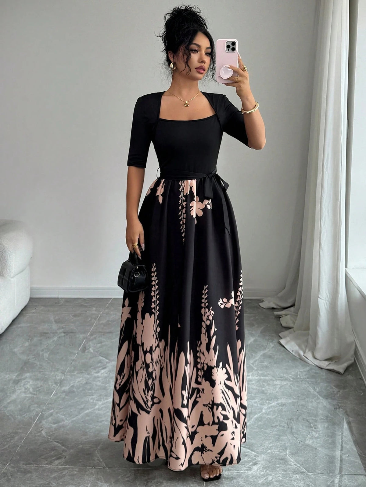 Elegantes A-Linien Kleid mit Blumenprint | LuxeStyle