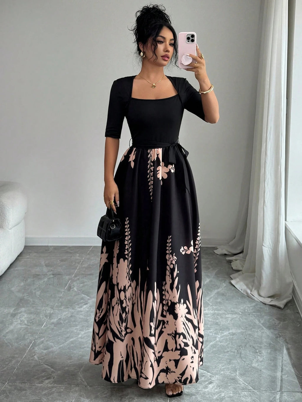 Elegantes A-Linien Kleid mit Blumenprint – Bild 7 | LuxeStyle
