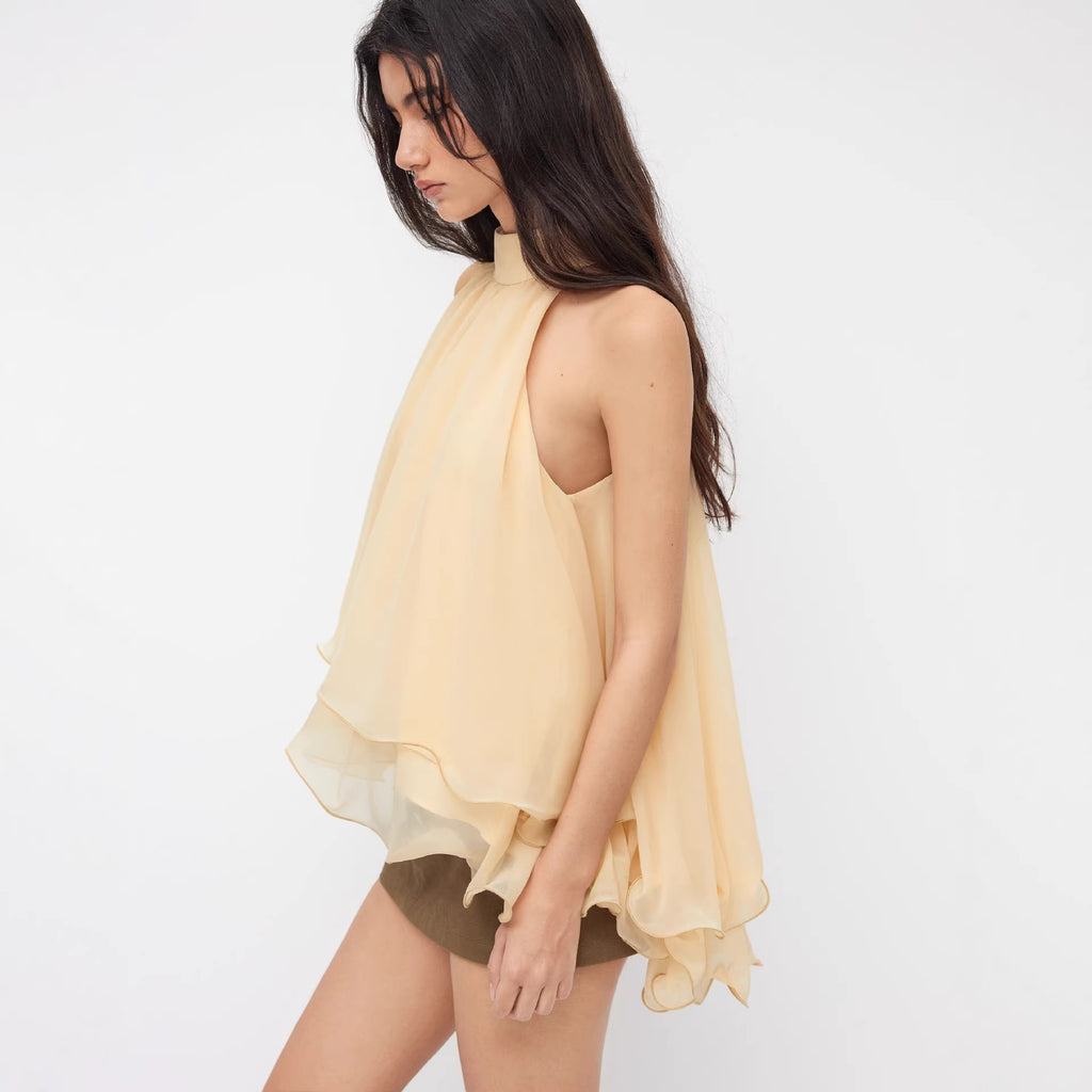 Carmen-Chiffonbluse mit Rüschensaum