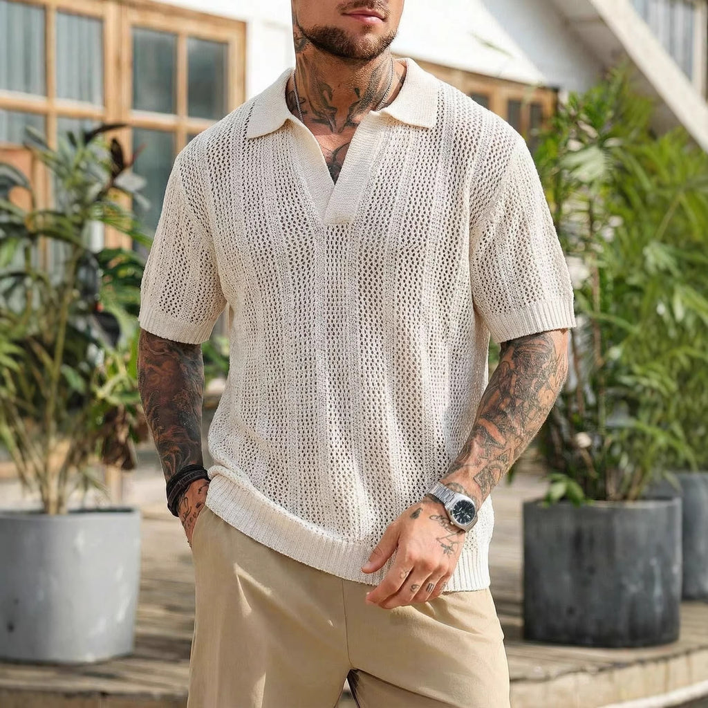 Strickpullover Kurzarm im Relaxed Fit