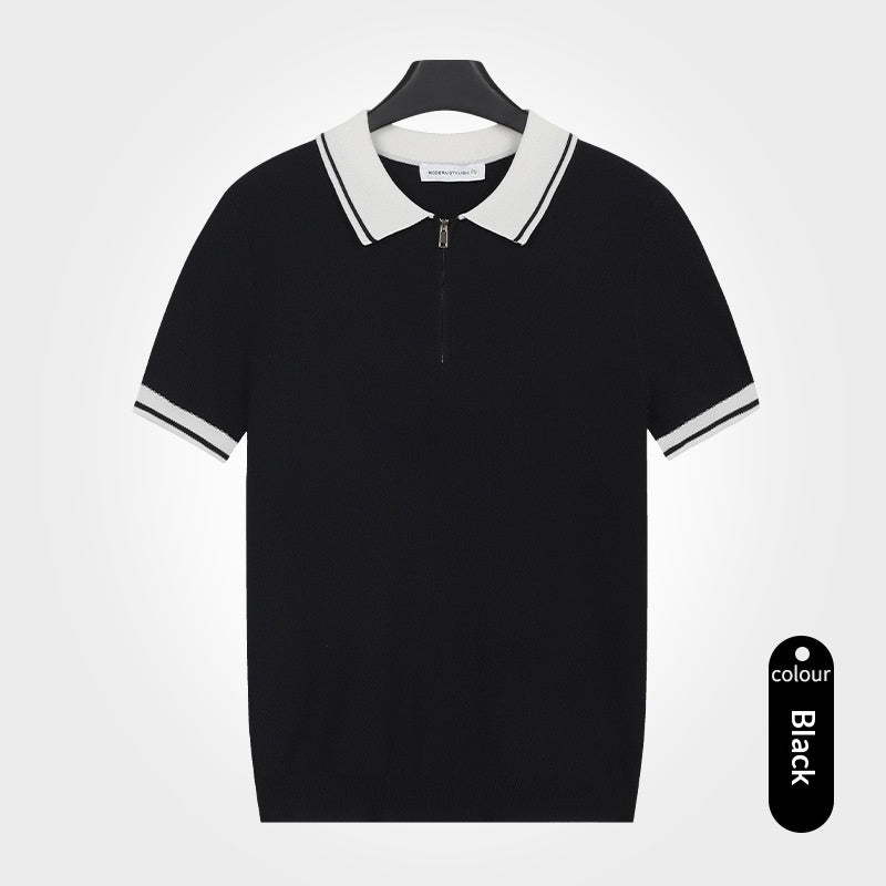 Polo-Shirt Kurzarm Kontrastfarbener Revers Herren – Bild 3 | LuxeStyle