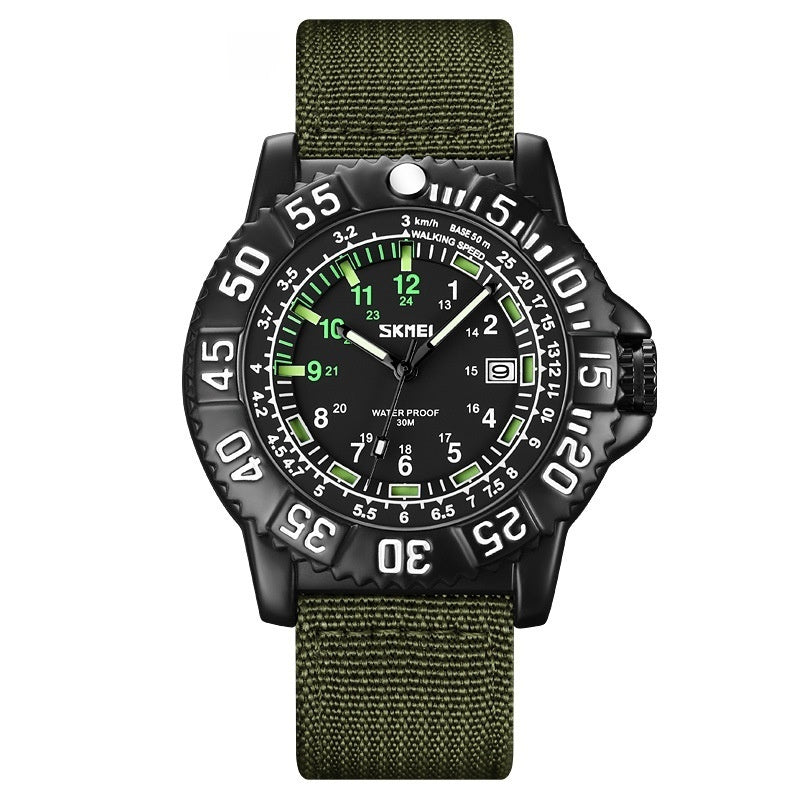 Kalender-Quarzuhr mit Nylonarmband