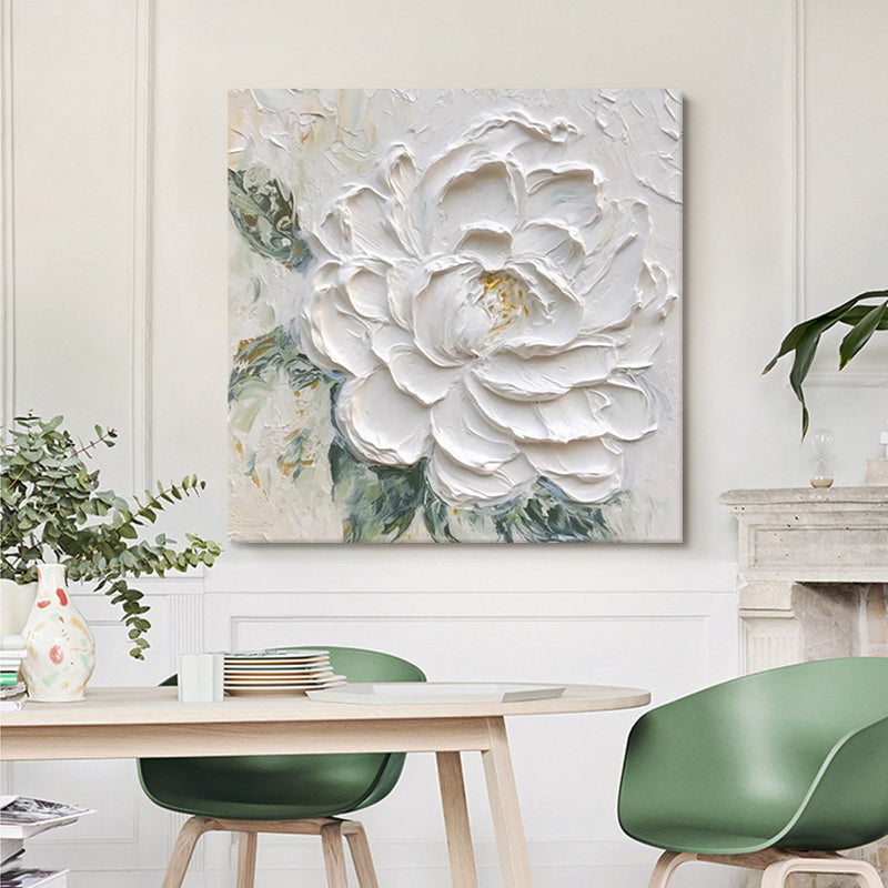 Cremeweisse Pfingstrosen-Blumen Ölgemälde – Bild 3 | LuxeStyle