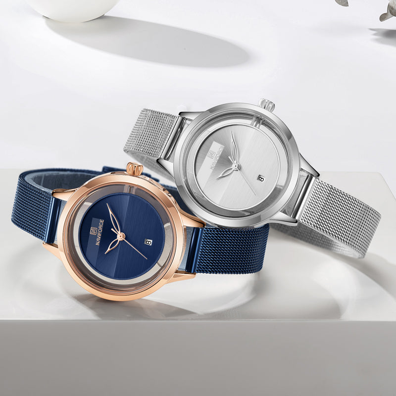 Damen-Quarzuhr mit Kalender und Milanaise-Armband – Bild 4 | LuxeStyle